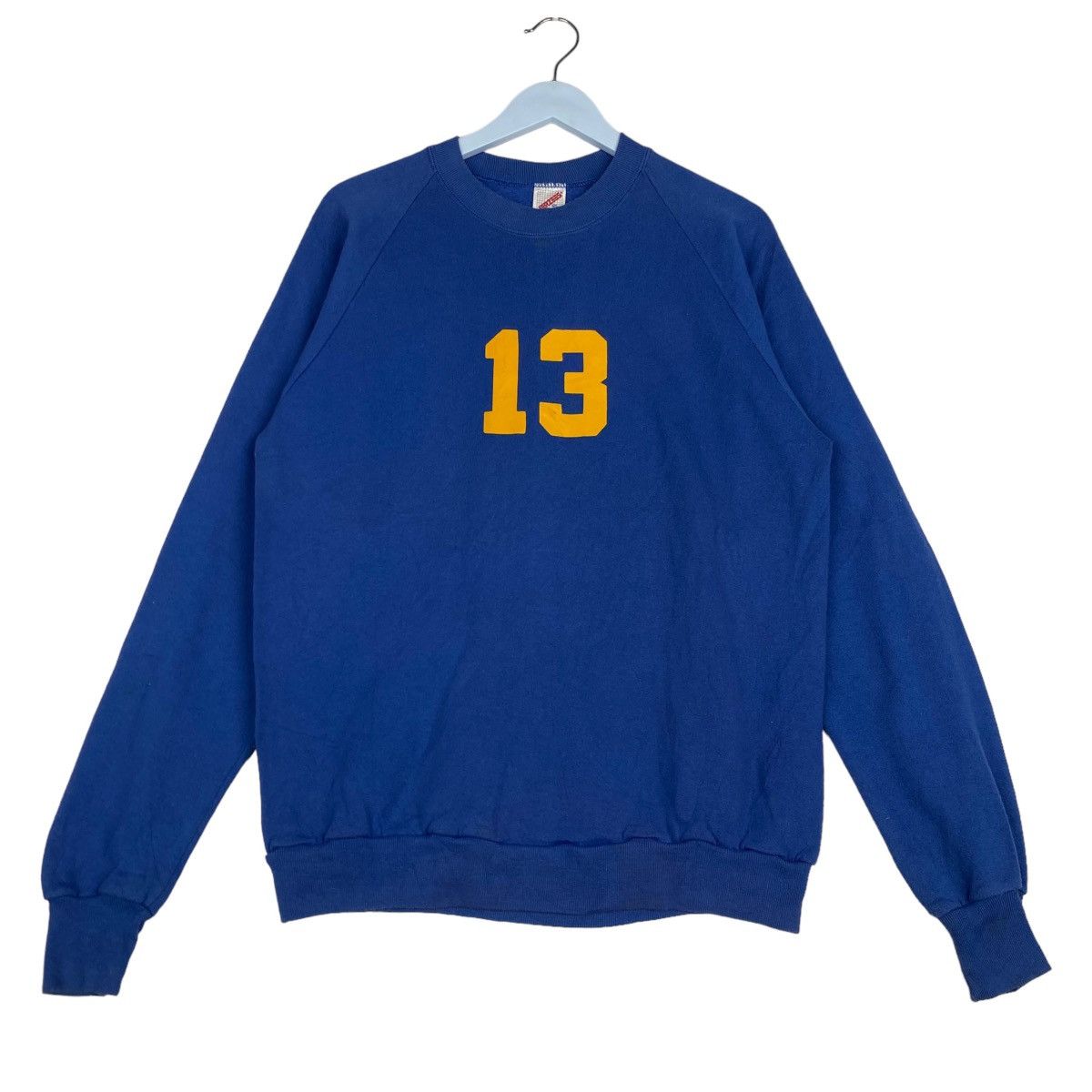 Vintage Jerzees Printed Number Crewneck Sweatshirt Blue