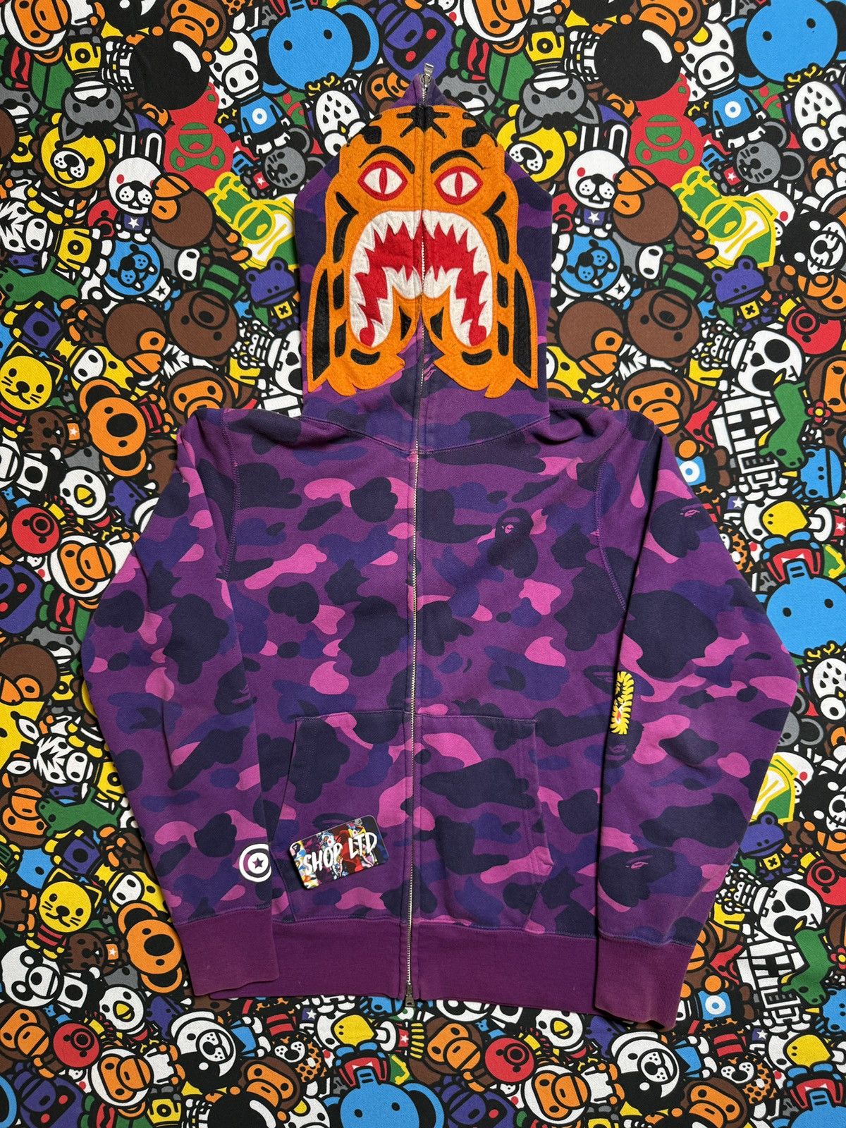Bape A Bathing Ape Purple Camo Tiger Hoodie T-Shirts, Sweatshirt | FlexRushtees.com