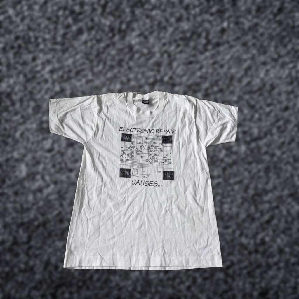 Vintage Screen Stars T Shirt White Short Sleeve Unisex Adults L Funny Graphic Print Brain Ro