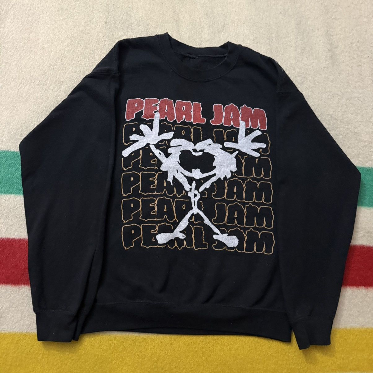 Band Tees Pearl Jam Ten Club Stickman Crewneck Small Eddie Vedder Hoodie, Sweatshirt | FlexRushtees.com