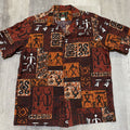 Vintage Palms Rust Orange 80s Hawaiian Tribal Aztec Shirt