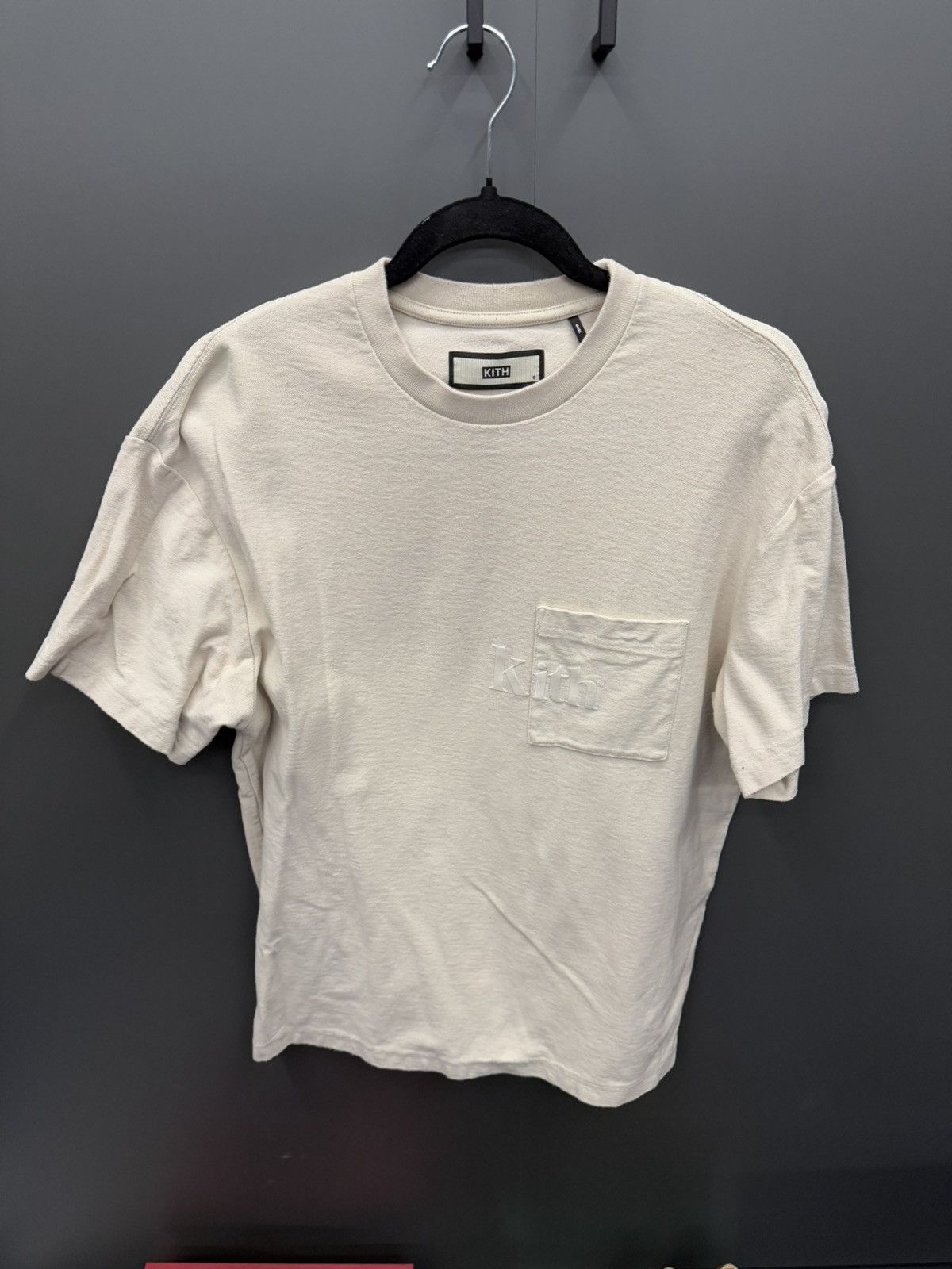 Kith Oversized Pocket T Shirt White Embossed Logo Hoodie, Sweatshirt | FlexRushtees.com