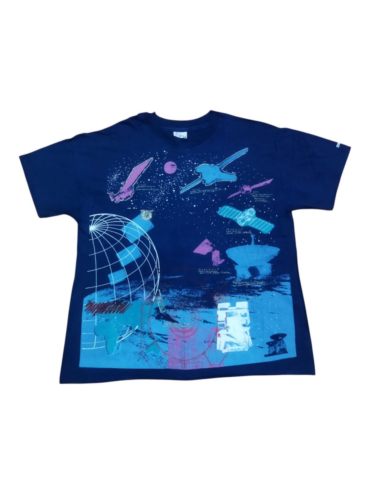 Vintage 90s Nasa All Over Print Shirt Astro Surfer Dali Tee