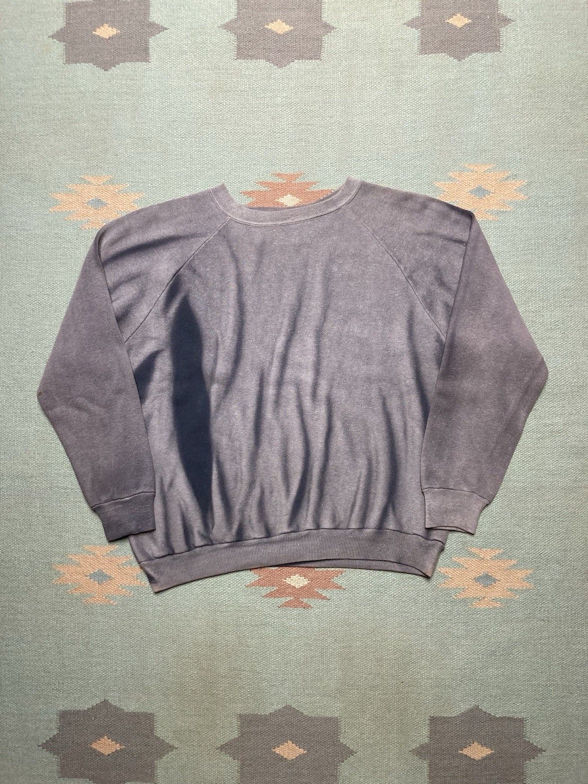 Vintage 60s Crewneck Sweatshirt Blank Sun Faded Blue Gradient L Xl