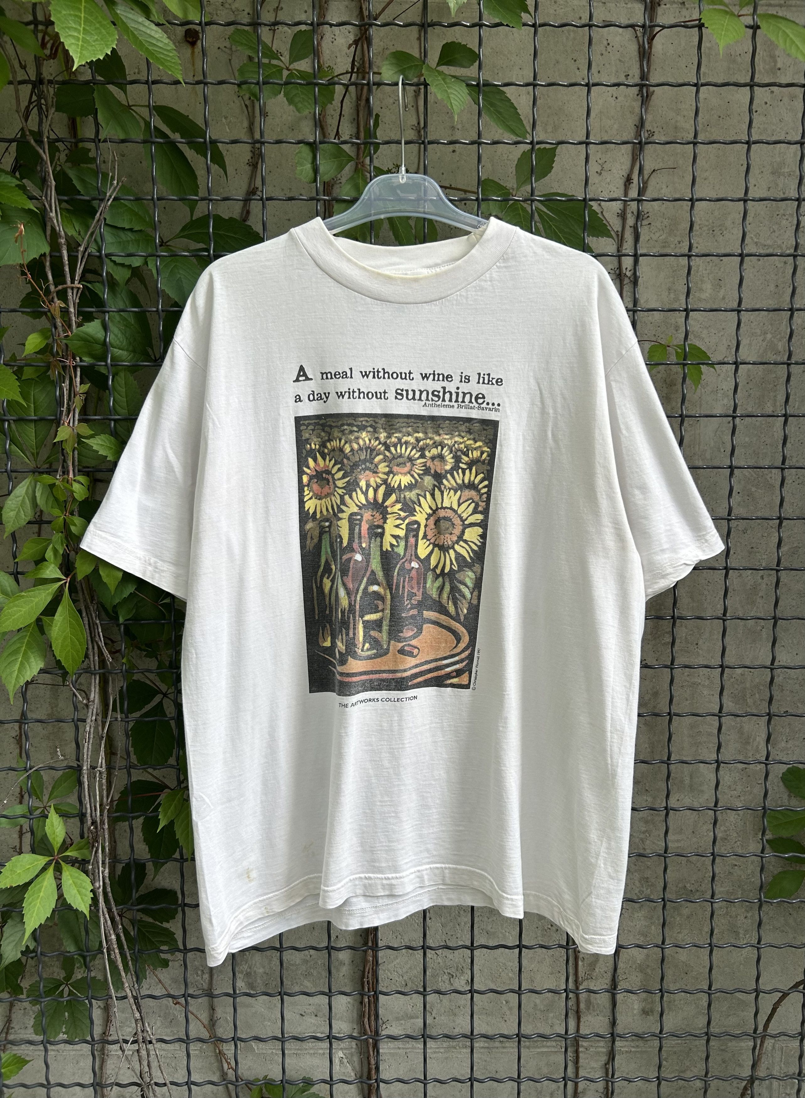 Vintage 1997 Christopher Wormell Wine And Sunflowers Art Tee Hoodie, Sweatshirt | FlexRushtees.com