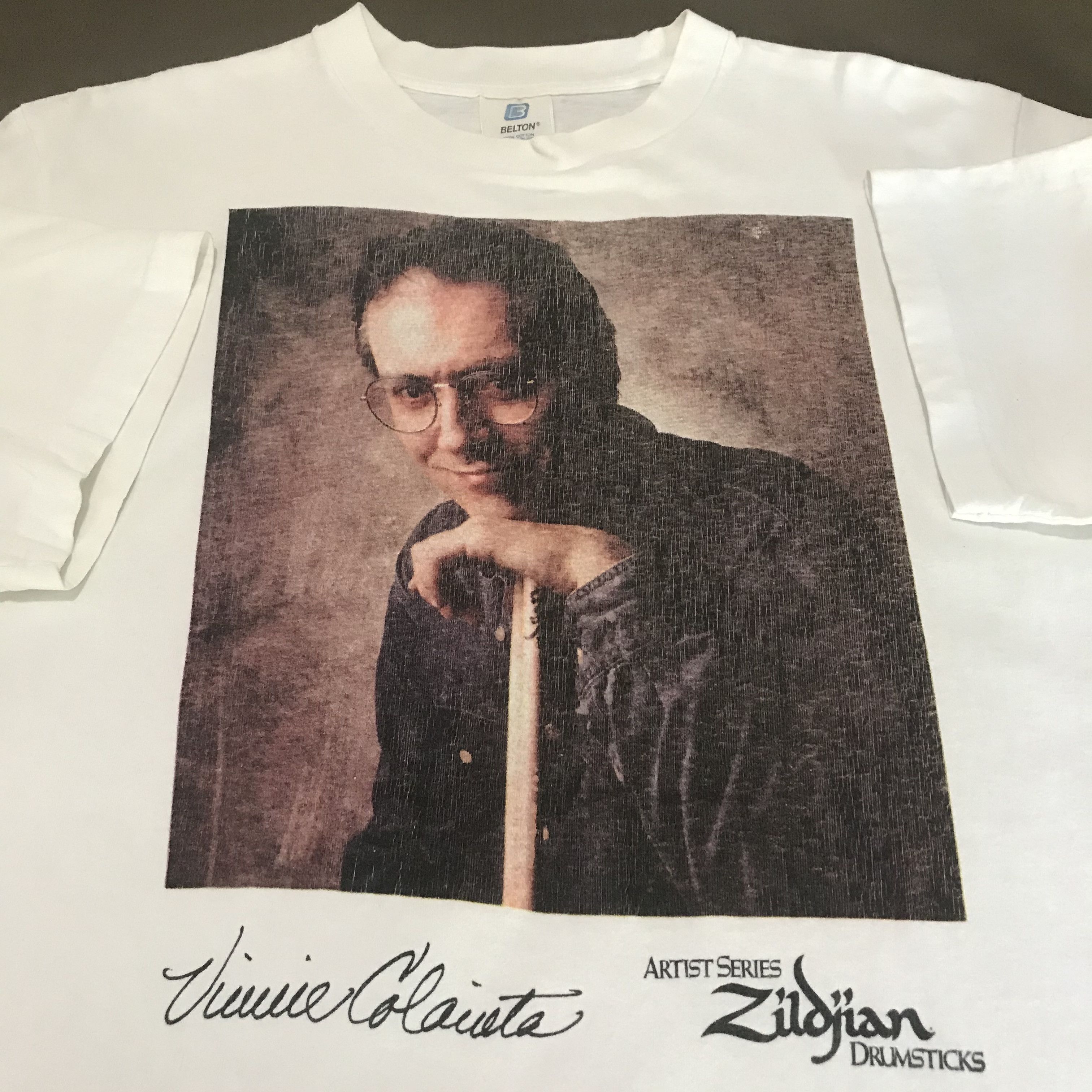 Vintage 90s Vinnie Colaiuta Artist Series Zildjian Drum Tee Hoodie, Sweatshirt | FlexRushtees.com