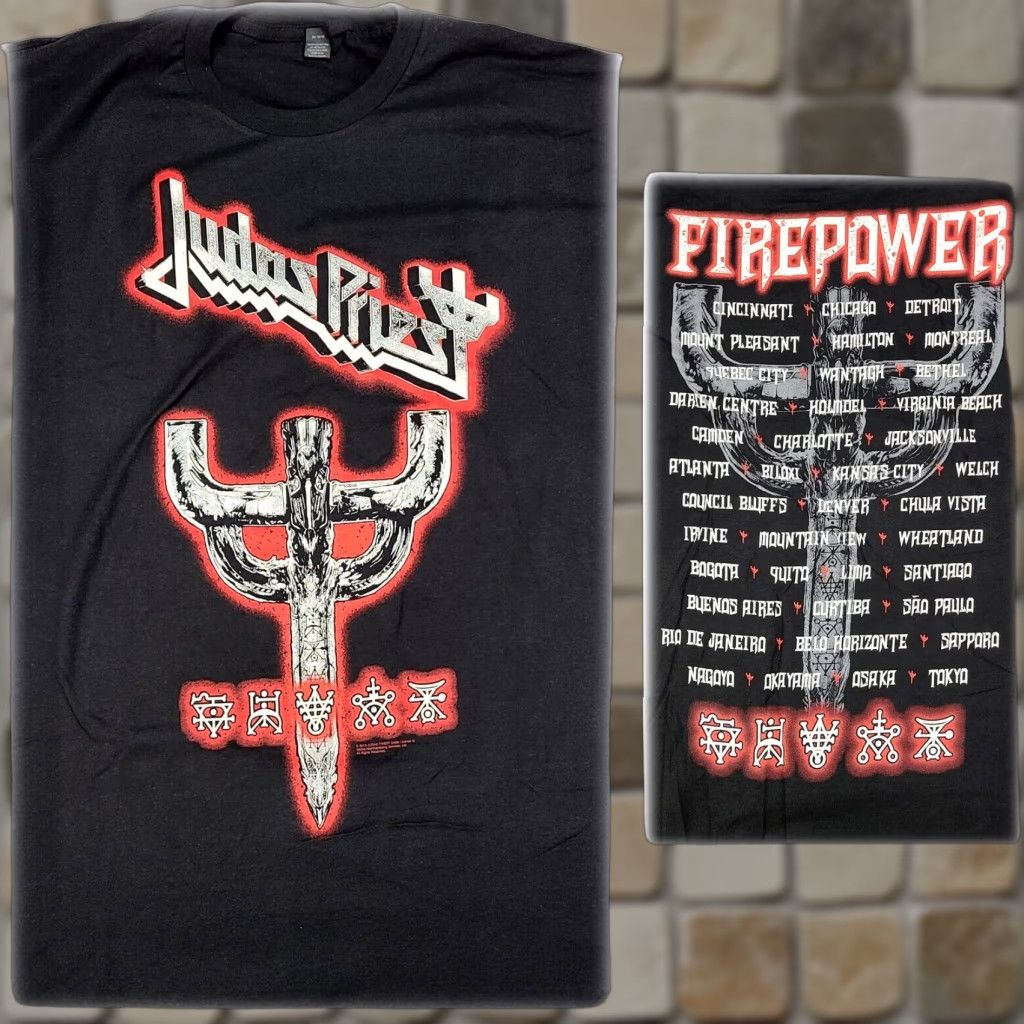 Tultex Judas Priest Firepower 2018 Tour Dates T Shirt 3xl Xxxl Tultex Black Cotton Men Short Sleeve Hoodie, Sweatshirt