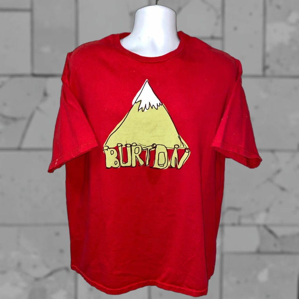 Burton Red Mountain T Shirt Mens Large Short Sleeve Cotton Solid Red