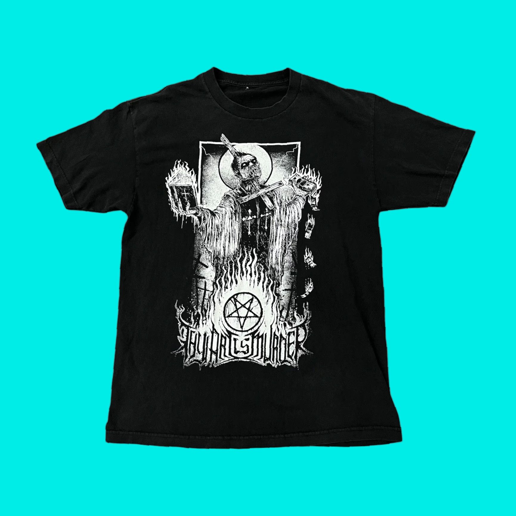Vintage Thy Art Is Murder Demon Priest Satanic Large Band T Shirt Deathcore Metal L Black Me Hoodie, Sweatshirt