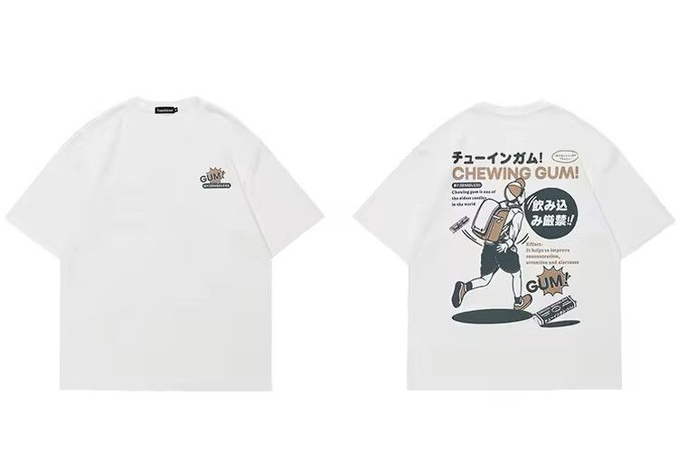 Brand Japanese Style White Printed T Shirt Tee Short Sleeve Hoodie, Sweatshirt | FlexRushtees.com