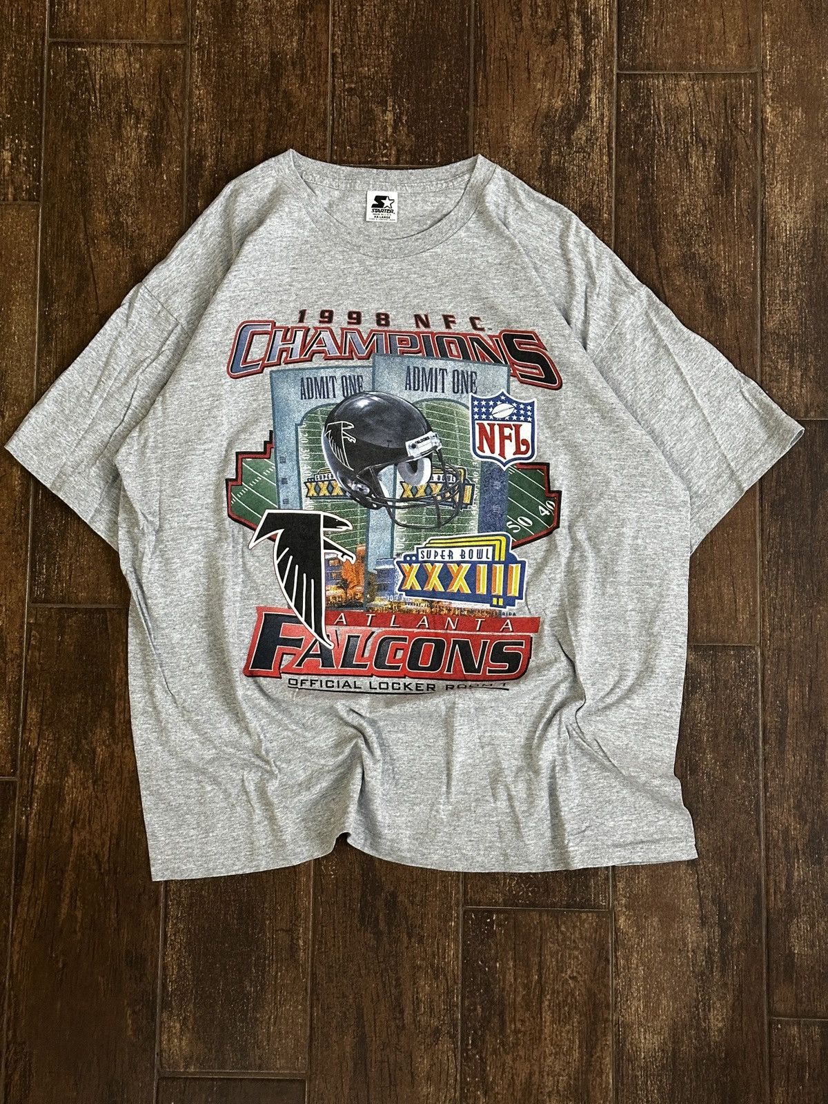 Starter X Vintage Vtg 1998 Atlanta Falcons Nfc Champions Locker Room Tee