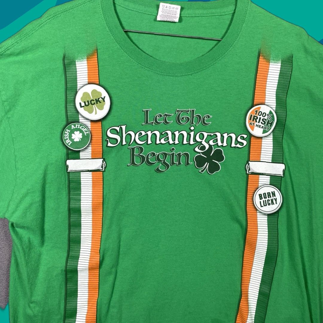 Fruit Of The Loom Let The Shenanigans Begin Green Irish Shirt Mens Xl T Shirt Crew Neck St Patricks Hoodie, Sweatshirt