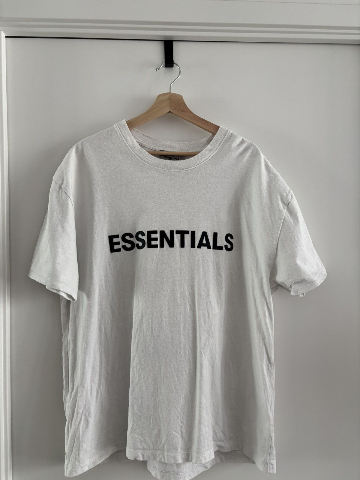 Essentials White Logo T Shirt Size M Hoodie, Sweatshirt | FlexRushtees.com