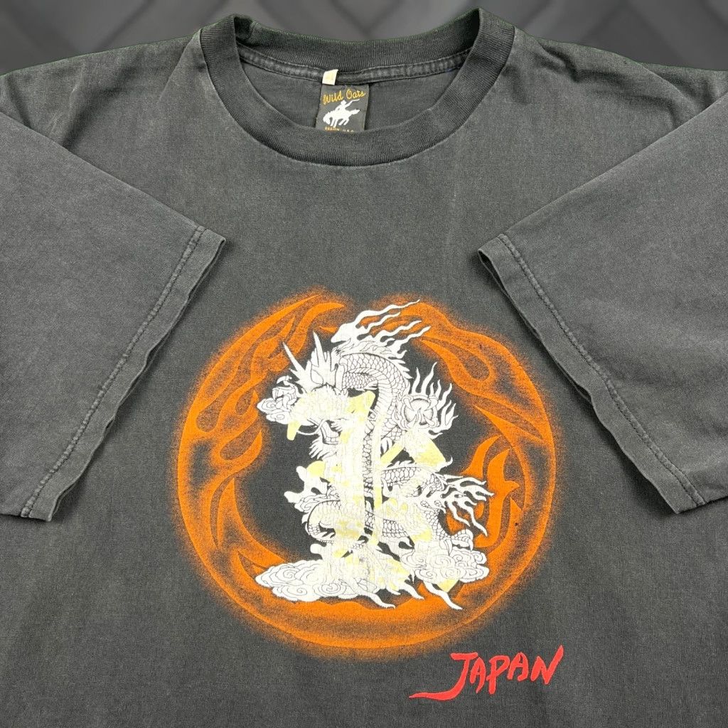 Vintage Vtg Wild Oats T Shirt Men Xl Faded Black Dragon Tribal Japan Graphic 100 Cotton Tee Graphic Hoodie, Sweatshirt