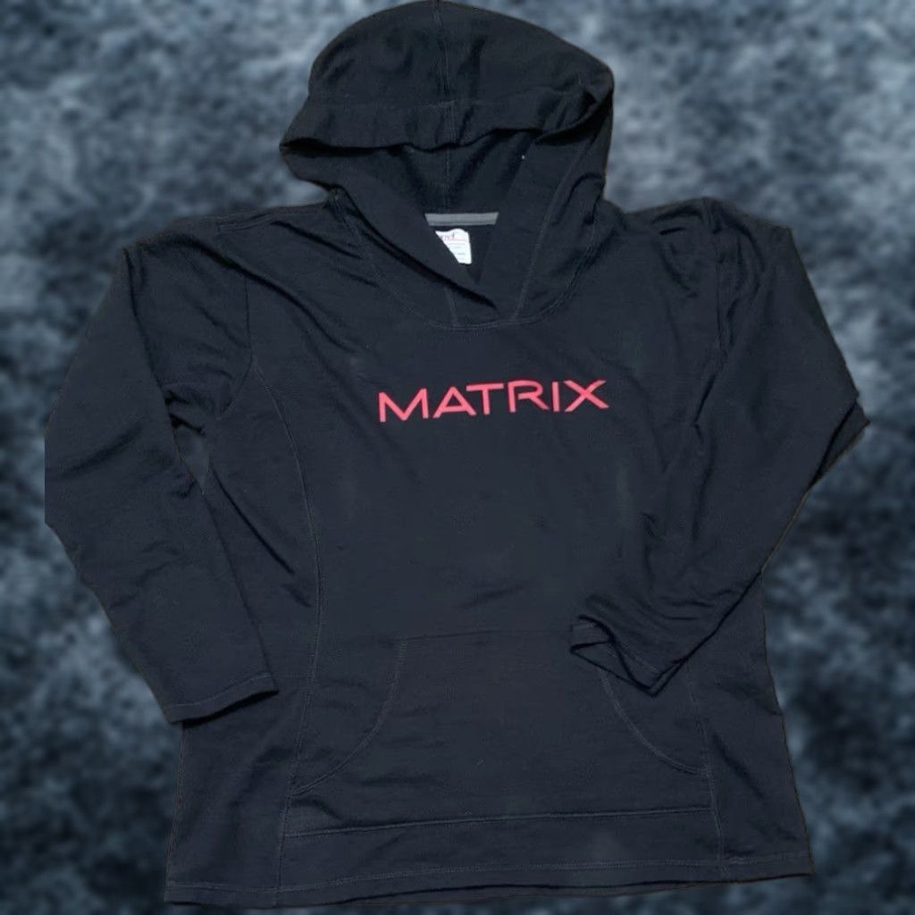 Anvil Vintage Matrix Hoodie Sweatshirt Women Xl Black Red Logo Grunge Streetwear Goth