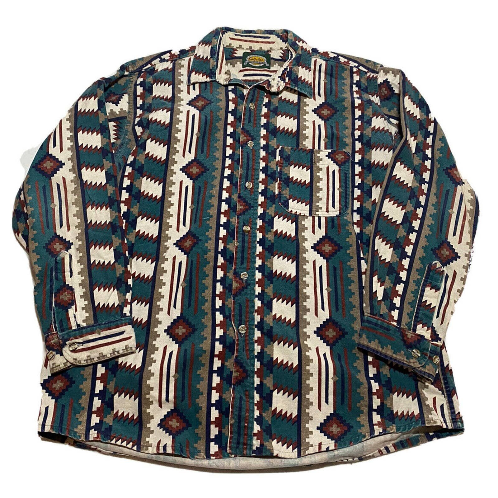 Cabelas Vintage Cabela S Flannel Southwest Aztec Men S Xl I9