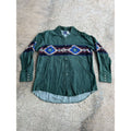 Vintage Wrangler Green Western Aztec Pearl Snap Shirt Xl