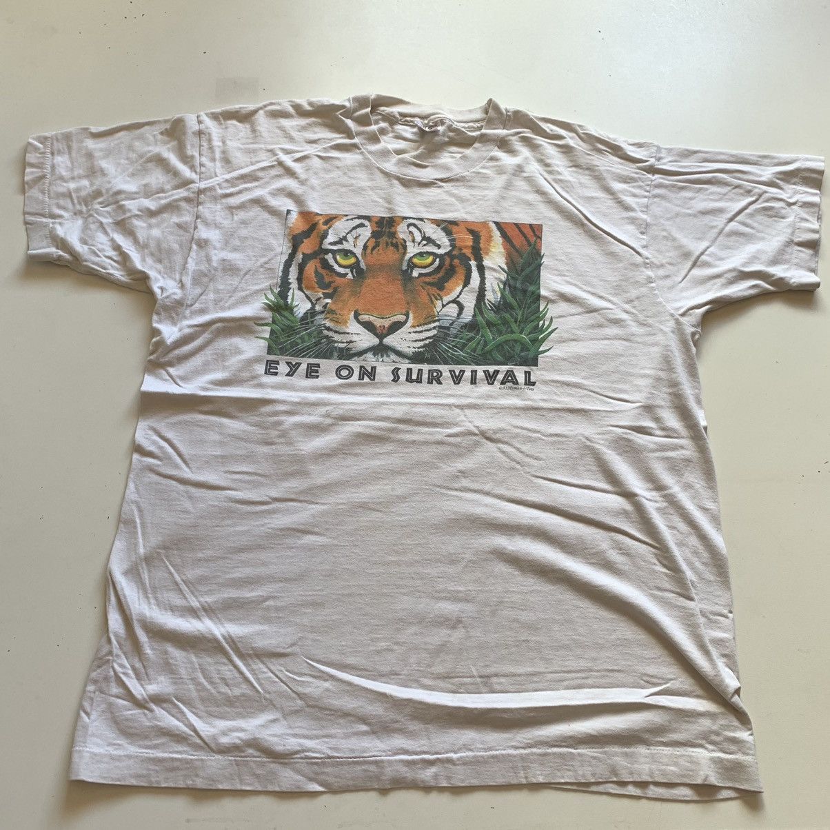 Vintage 90s Eye On Survival Tiger Graphic T Shirt Xl Rare Hoodie, Sweatshirt | FlexRushtees.com