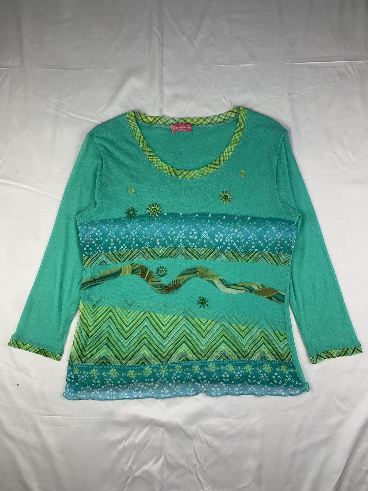 Other Ottimo Braccio Italy Psychedelic Sequin Flower Mesh Top