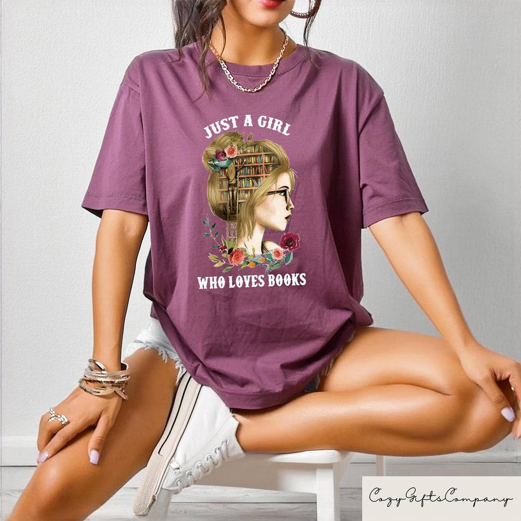 Girl Loves Books Book Lover Reading Librarian Book Reader Tee Book Nerd Bookworm (4)