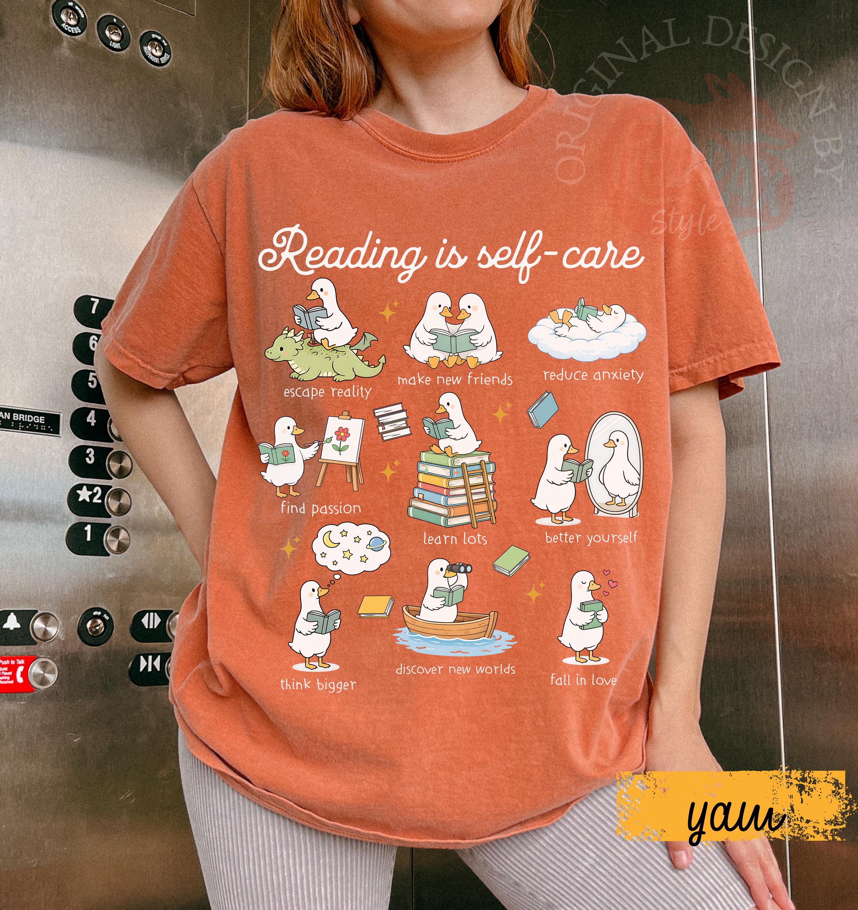 Reading Self Care Teacher Reading Book Lover Goose Literacy Teacher Tee Reader Comfort Colors (4)