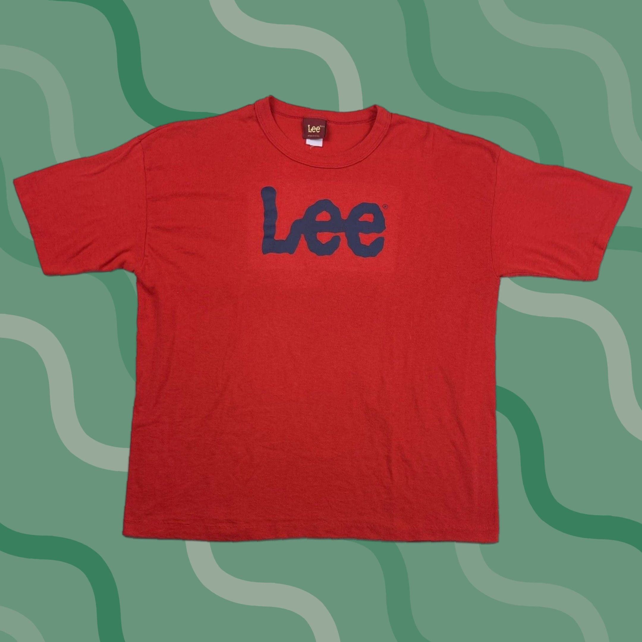 Vintage Lee Logo T Shirt 70s 80s Short Sleeve Regular Fit Adult Large Red Retro Mens