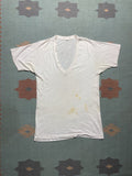 Vintage 70s Blank White T Shirt V Neck Fruit Of Loom Soft Cotton M