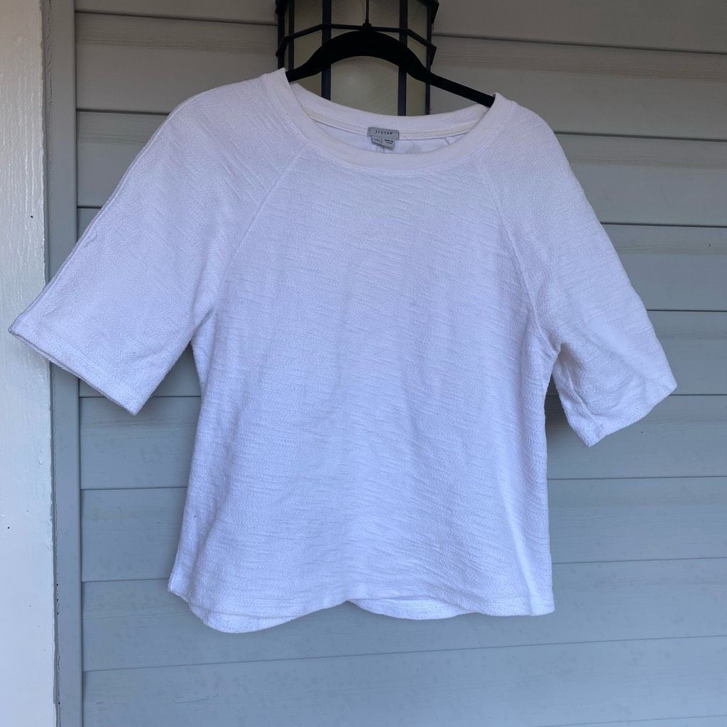 Jigsaw Cotton White Towel Like Material Half Sleeve T Shirt
