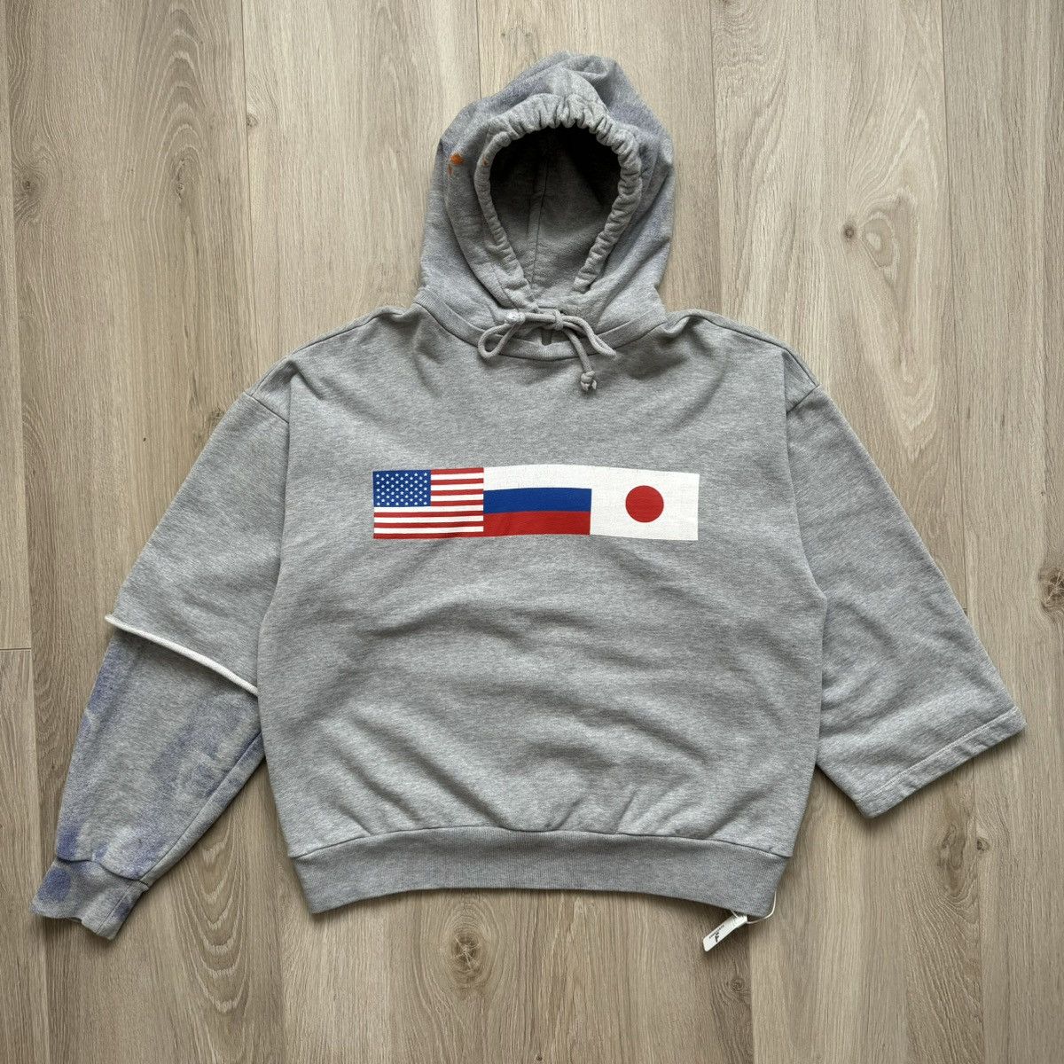 Rubchinskiy Gosha Rubchinskiy 18aw Flags Grey Cotton Custom Hoodie T-Shirts, Sweatshirt | FlexRushtees.com