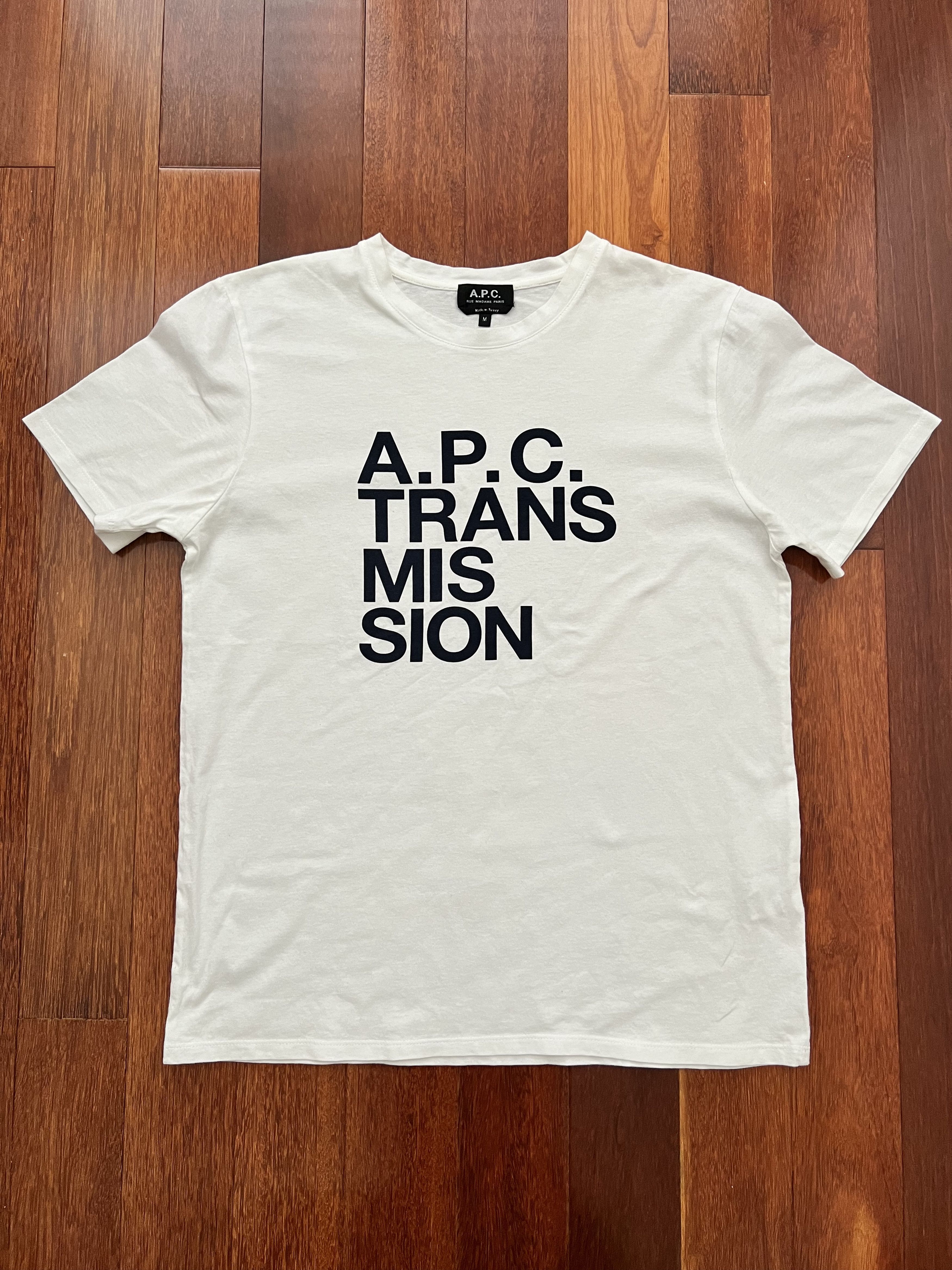 A P C Apc Transmission White Tee Medium Hoodie, Sweatshirt | FlexRushtees.com