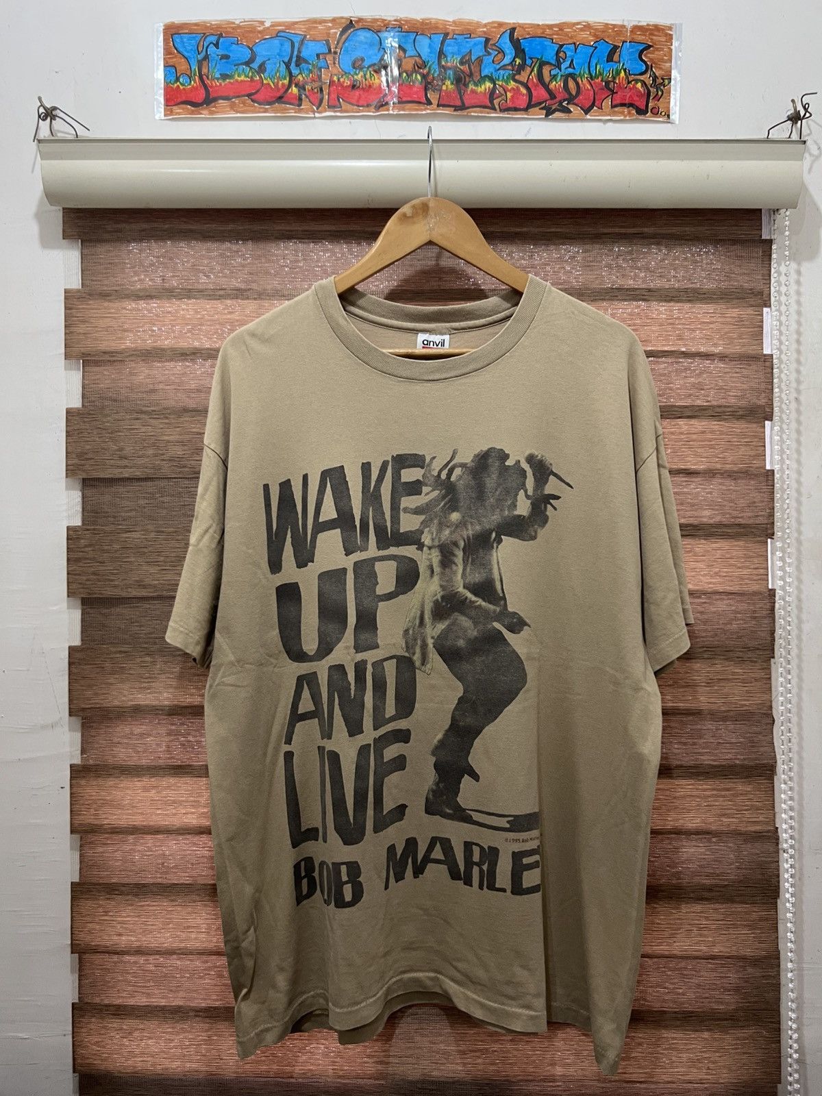 Rap Tees X Vintage Vintage 90s Bob Marley Wake Up Live Rasta Rap Tee Hoodie, Sweatshirt | FlexRushtees.com