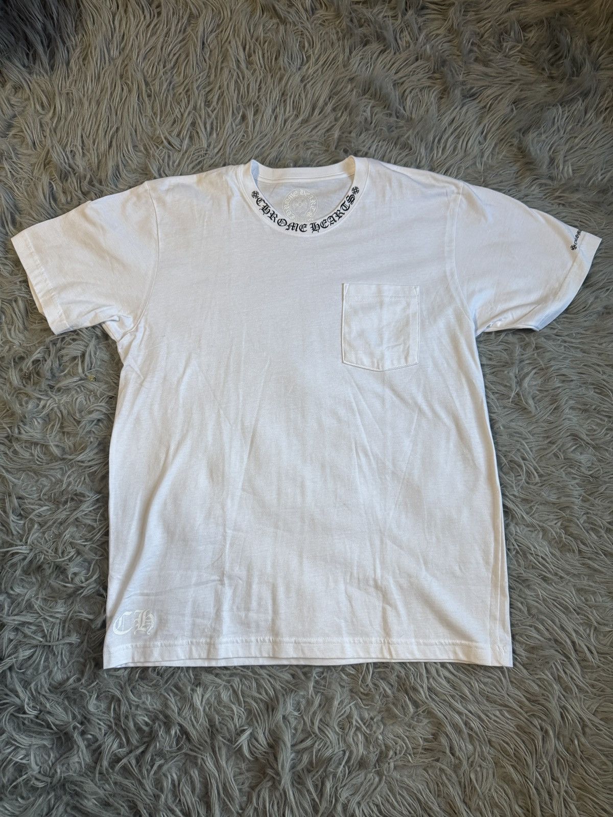Hearts Chrome Hearts White Neck Logo Tee Hoodie, Sweatshirt | FlexRushtees.com
