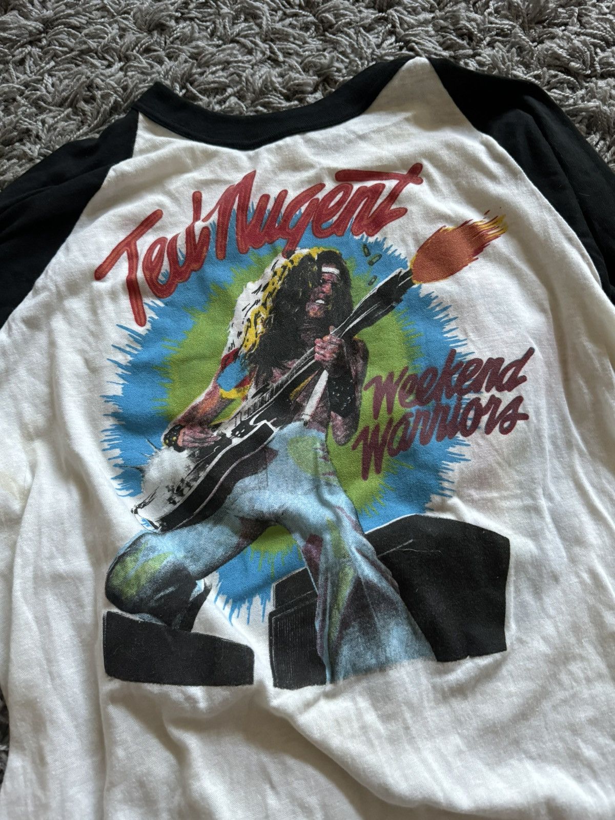 Vintage Ted Nugent 1979 Weekend Warriors Tour Raglan Tee Hoodie, Sweatshirt | FlexRushtees.com