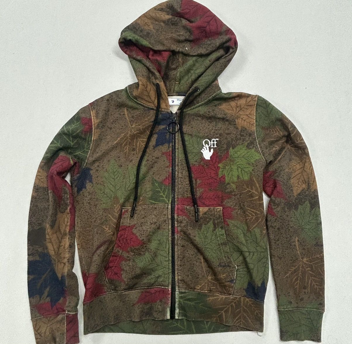 White Off White Leaf Printed Hoodie T-Shirts, Sweatshirt | FlexRushtees.com