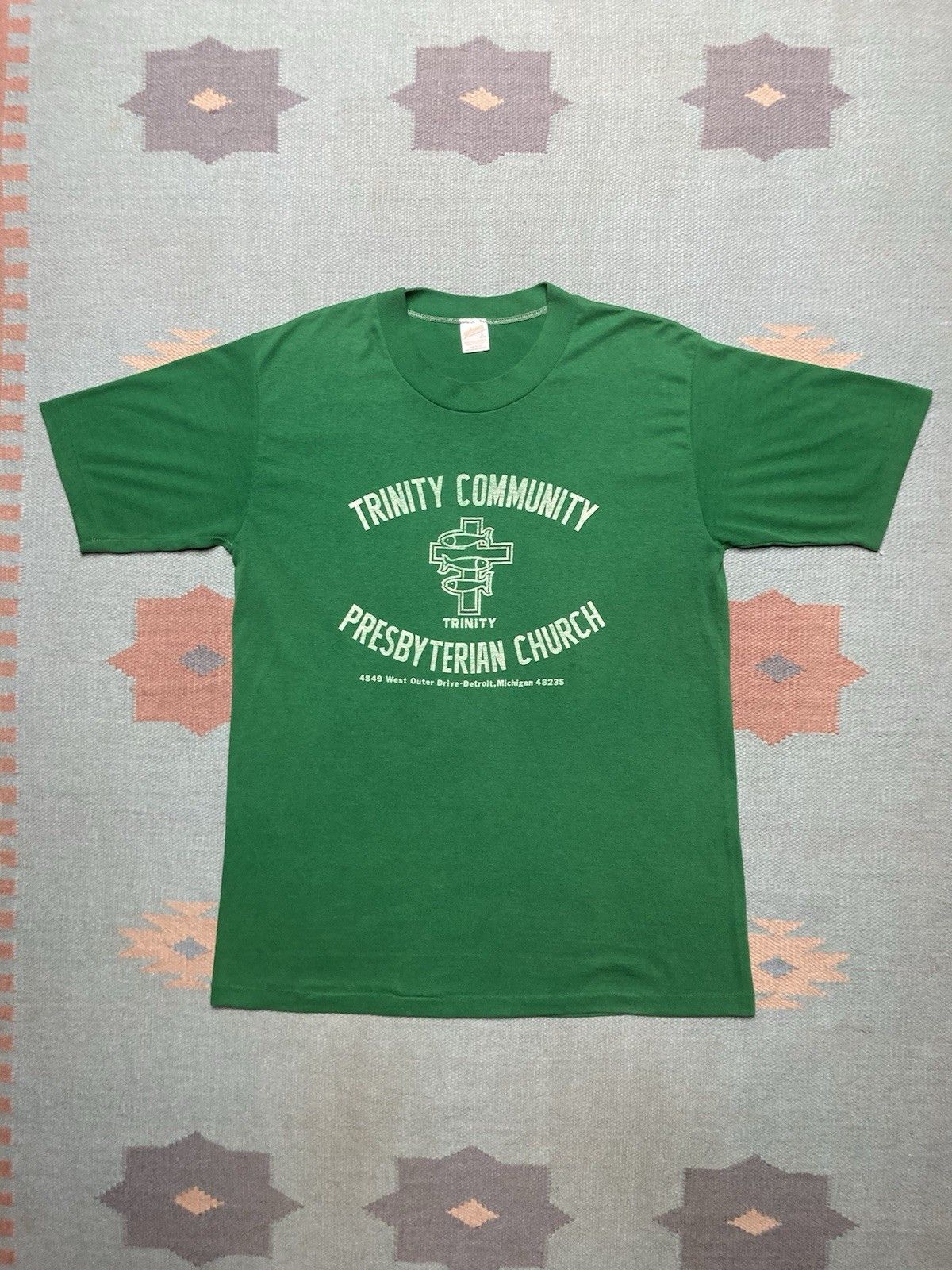 Vintage 70s T Shirt Trinity Community Church Detroit Michigan Large