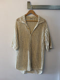Auralee Drop Shoulder Cotton Crochet Shirt Mens Cream