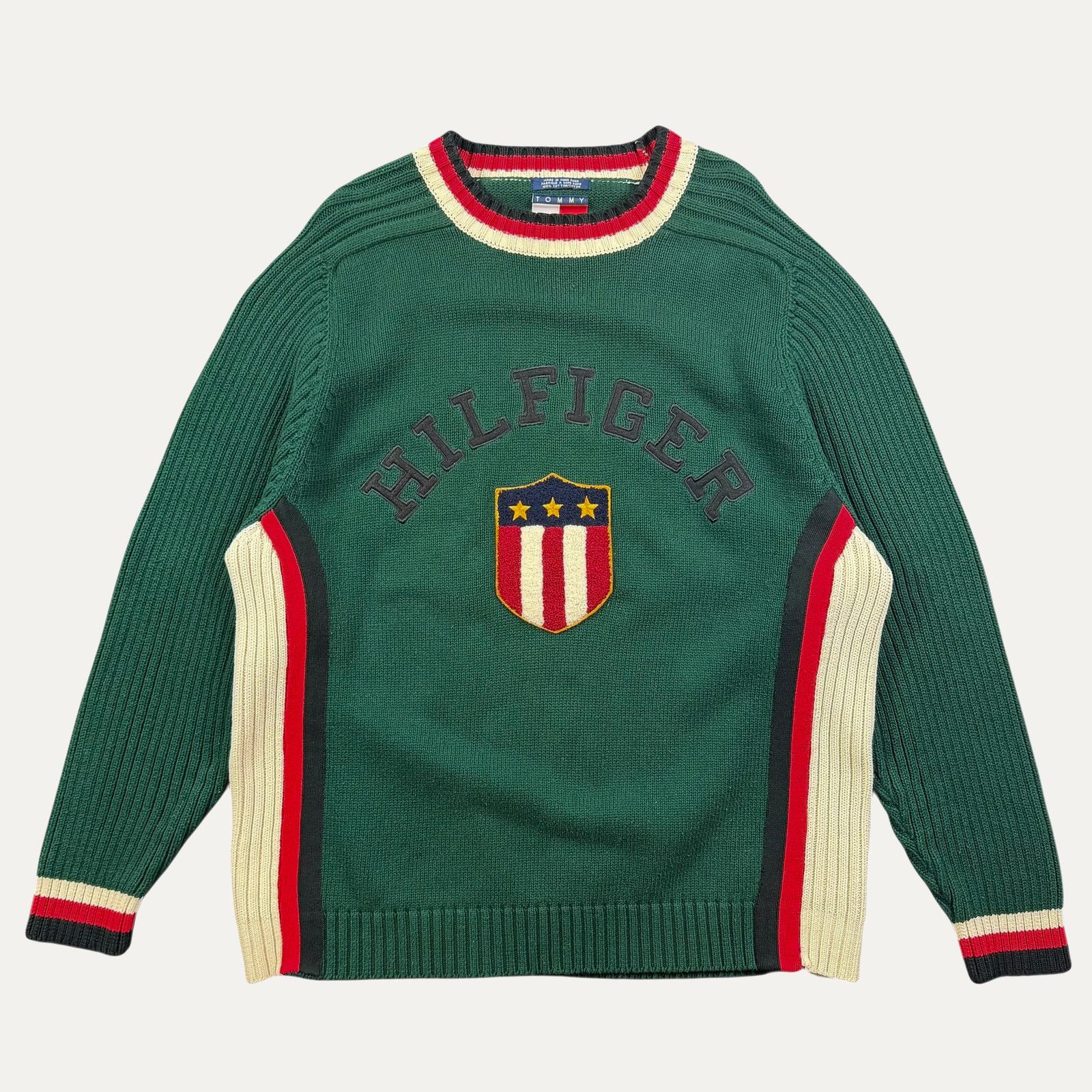 Tommy Hilfiger Vintage 90s Tommy Hilfiger Knitted Crewneck Sweatshirt T-Shirts, Hoodie | FlexRushtees.com