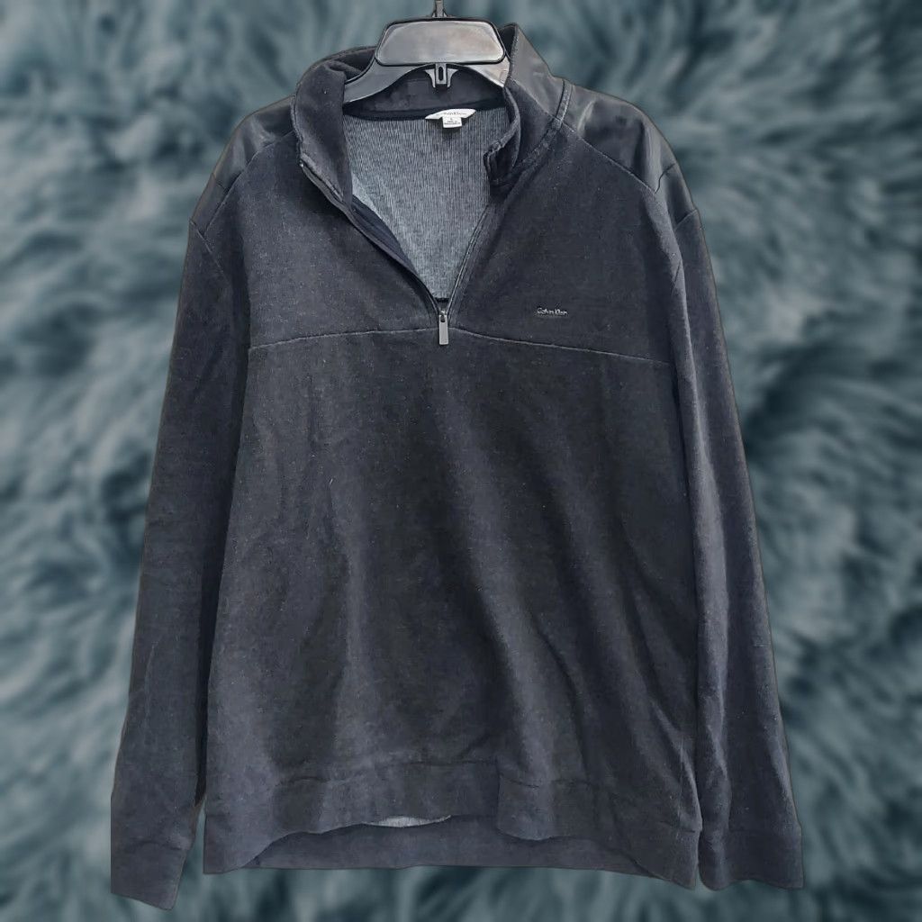 Klein Calvin Klein Pullover Sweater Mens L Gray 1 4 Zip Knit Long Sleeve Mens Winter Outdoor