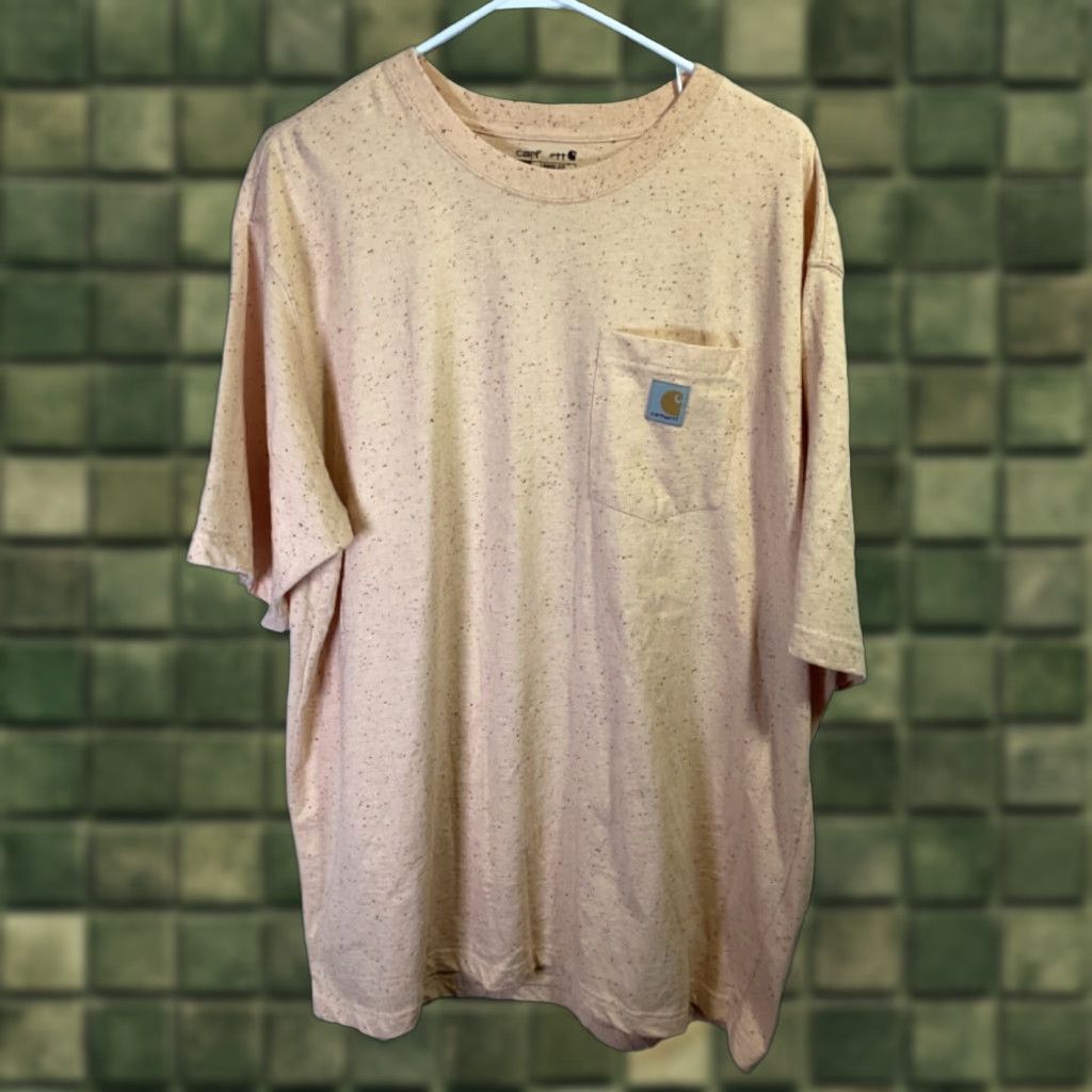 Carhartt T Shirt Loose Fit Xl Peach Cotton Blend Short Sleeve Round Neck Men Graphic Print