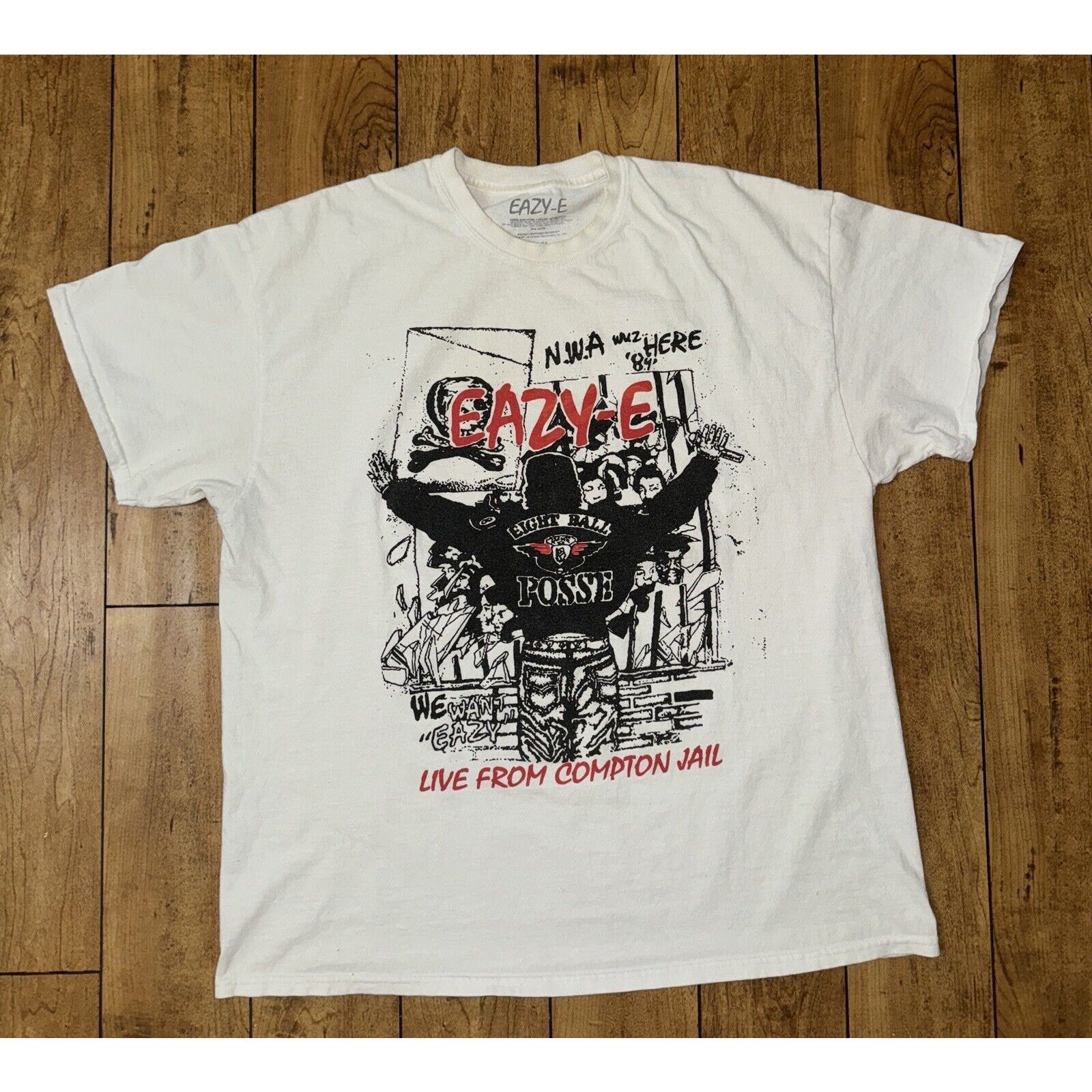 Rap Tees Eazy E Nwa Rap Tee T Shirt White Xl 23x27 Hoodie, Sweatshirt | FlexRushtees.com