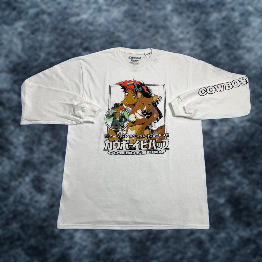 Vintage Sunrise Cowboy Bebop Graphic T Shirt Men Xl Long Sleeve White Anime 90s Java Mode