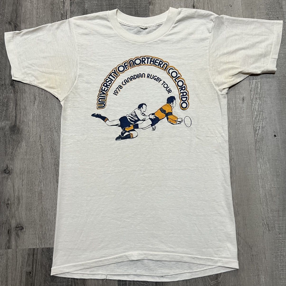Vintage Vtg Northern Colorado 1978 Rugby Tour Unc Bears 70s Shirt