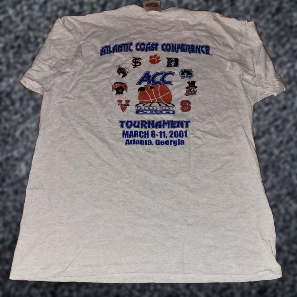 Vintage 2001 Acc Basketball Tournament Georgia Dome Atlanta Deadstock T Shirt Xl Gray Men Co Hoodie, Sweatshirt