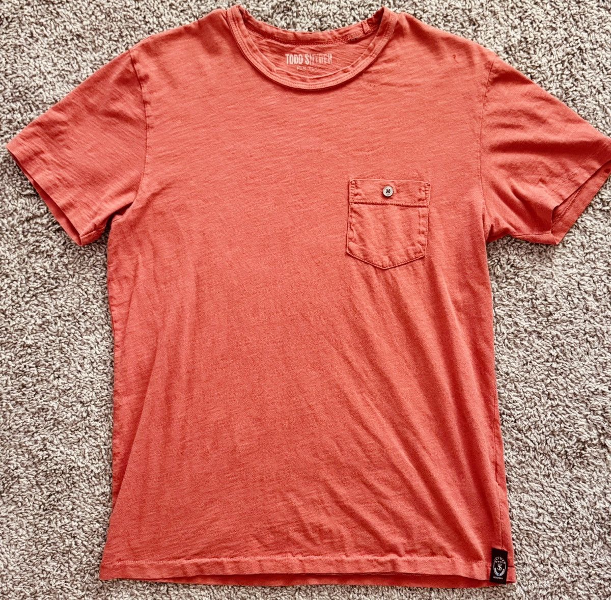 Snyder Todd Snyder Orange Slub Pocket Tee Medium Made In Usa Hoodie, Sweatshirt | FlexRushtees.com
