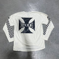 New Rhude Checkered L S Cream Tee Sz Medium