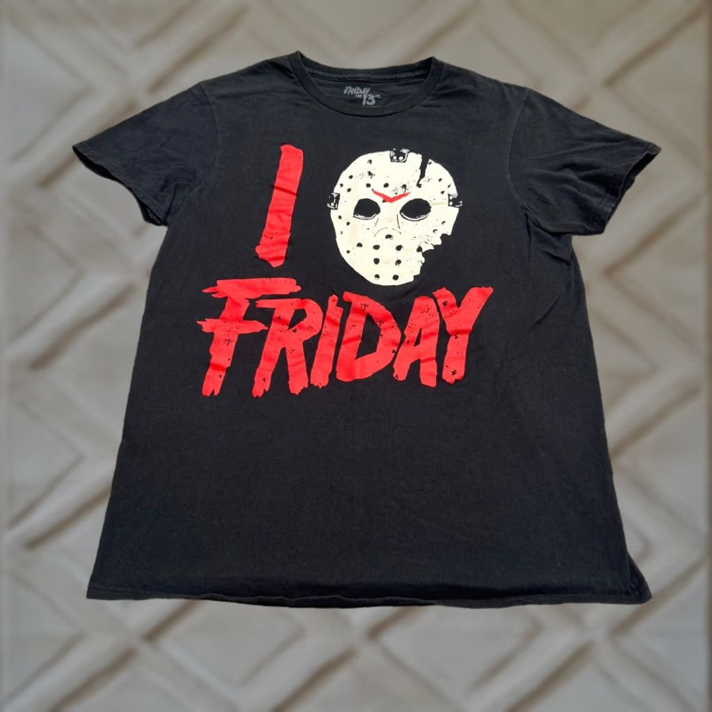 Vintage Friday The 13th Shirt Mens Medium Black Short Sleeve Crew Neck Graphic Tee