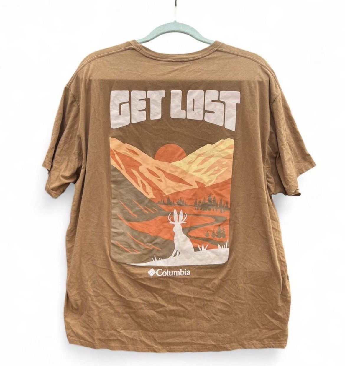 Columbia Get Lost Mountain Graphic Tee Brown Back Print