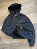 Vintage Vtg Carhartt Thermal Lined Faded Navy Zip Hoodie Large
