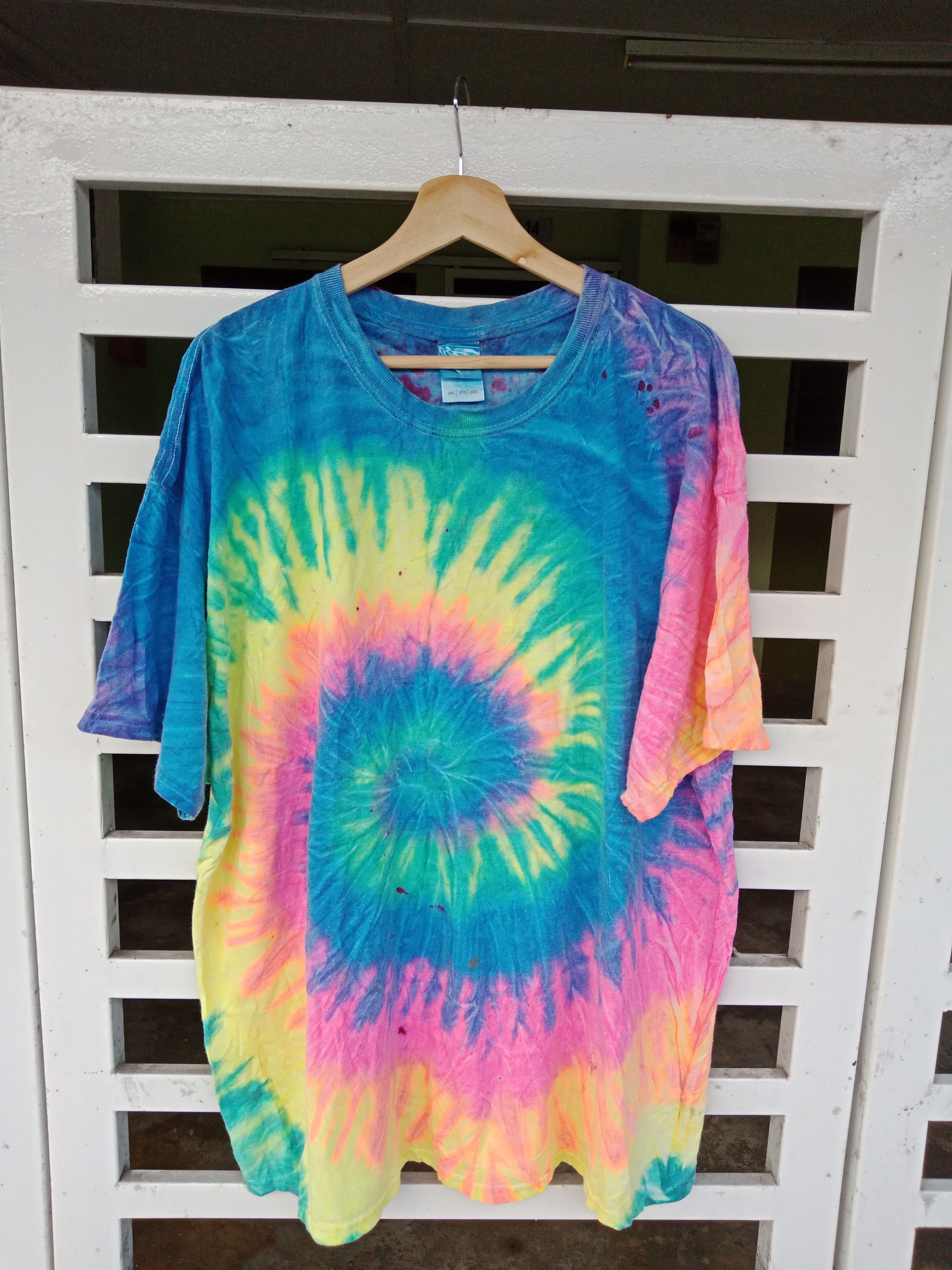 Rainbow Tie Dye Face Splatter Custom Rock Tee