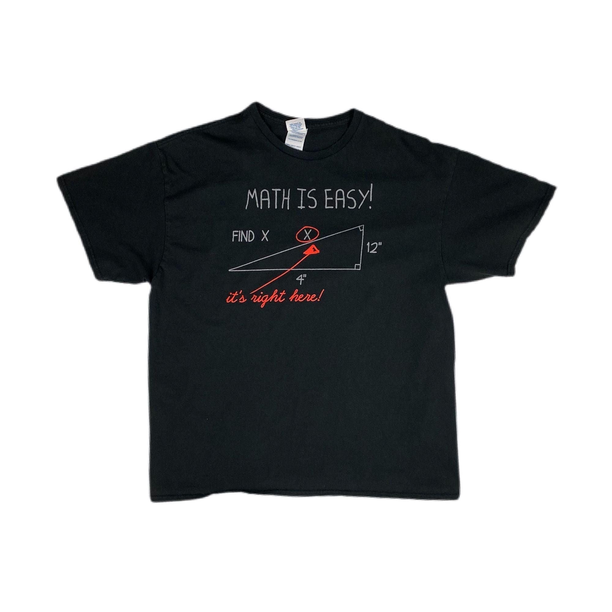 Vintage Math Is Easy Slogan Tee Xl Hoodie, Sweatshirt | FlexRushtees.com